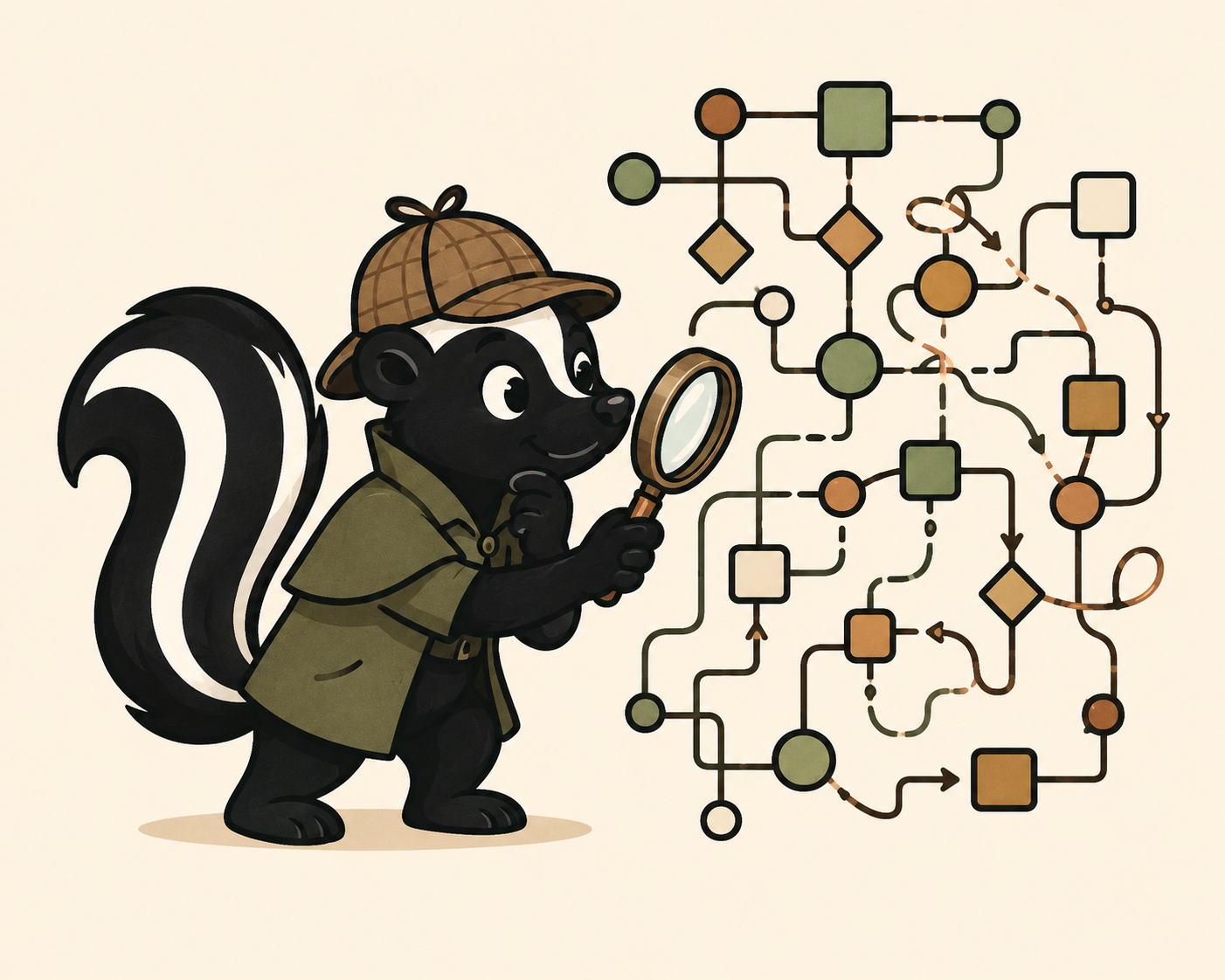 Detective skunk examining system diagram